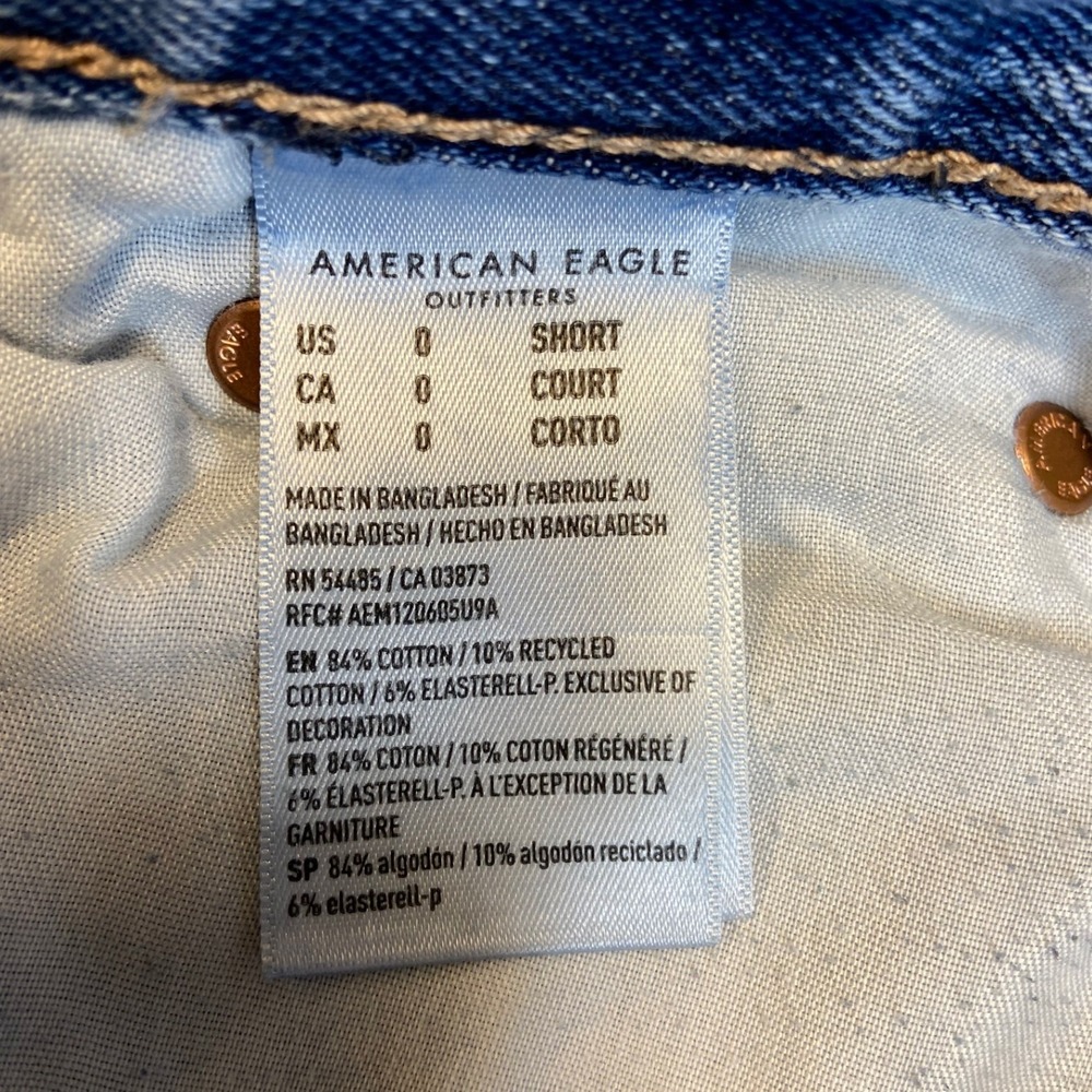 American Eagle Skater Jean Womens 0 Short High Rise Wide Leg Medium Wash Denim‎ - Picture 3 of 12